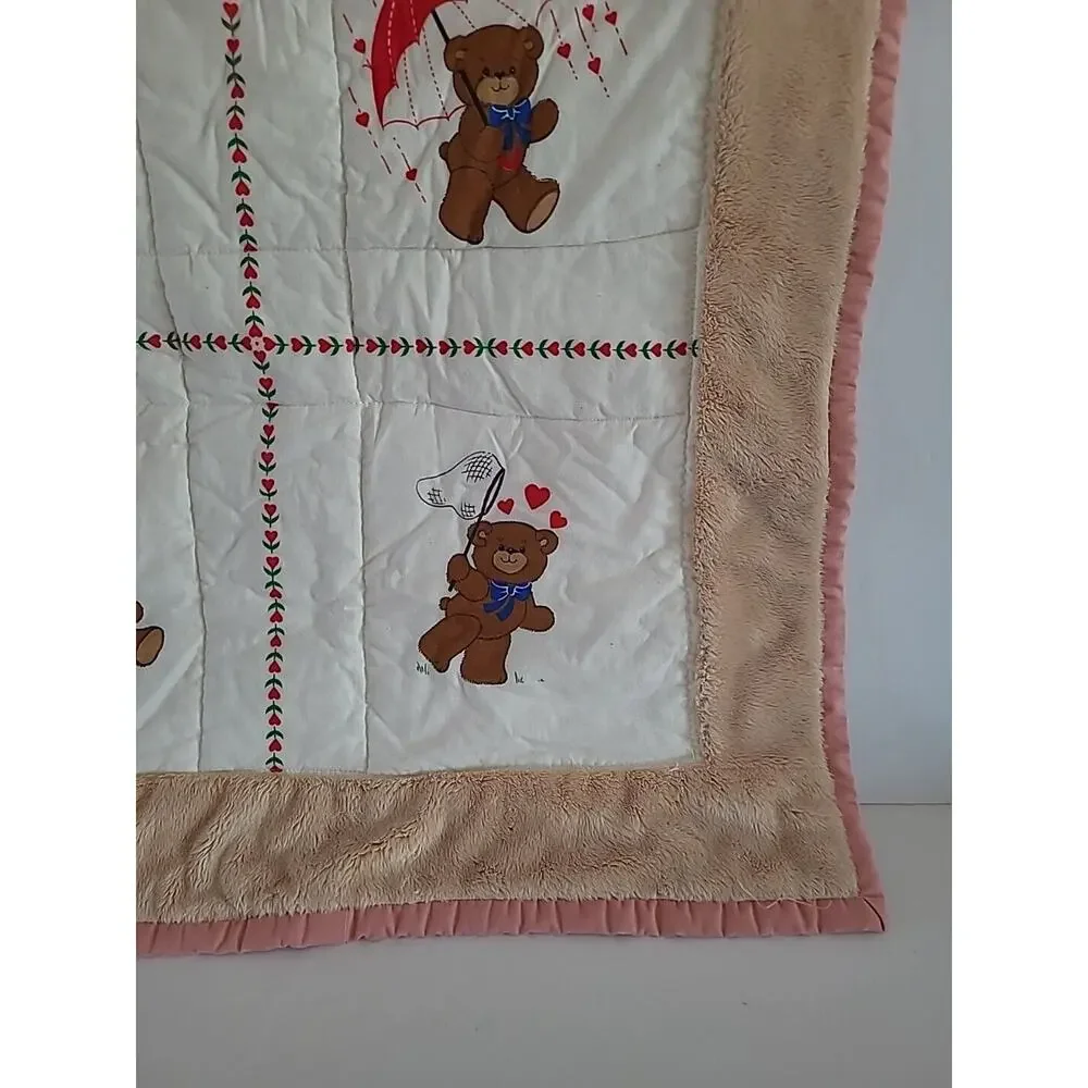 Baby Crib / Doll Luv Bears Vintage Block Quilt 20